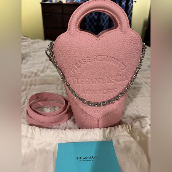 Tiffany & Co. Handbags - Return to Tiffany & Co. Pink Heart-Shaped Leather Crossbody with Top Handle NEW